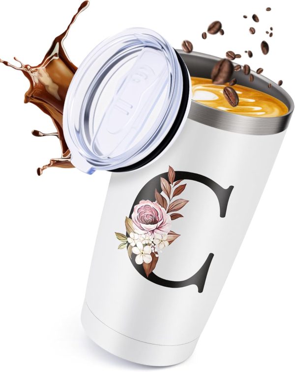 20 Oz Insulated Initial Coffee Cup – Romantic Gift For Her