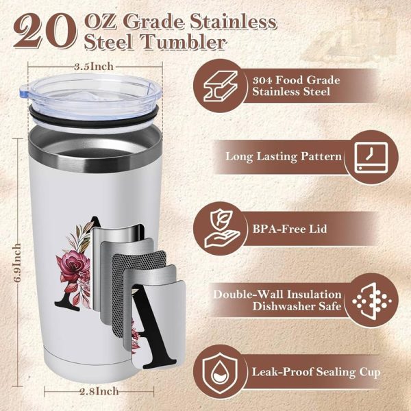 20 Oz Insulated Initial Coffee Cup – Romantic Gift For Her - Image 2