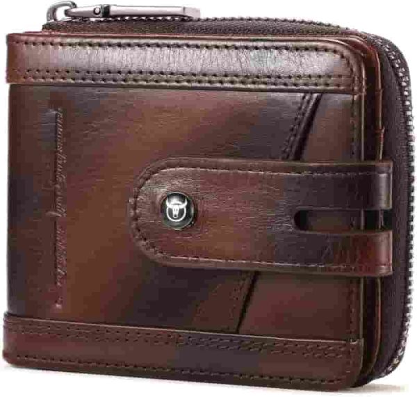 Bullcaptain Rfid Blocking Leather Wallet For Men - 14 Card Slots