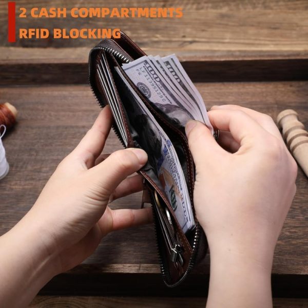 Bullcaptain Rfid Blocking Leather Wallet For Men - 14 Card Slots - Image 5