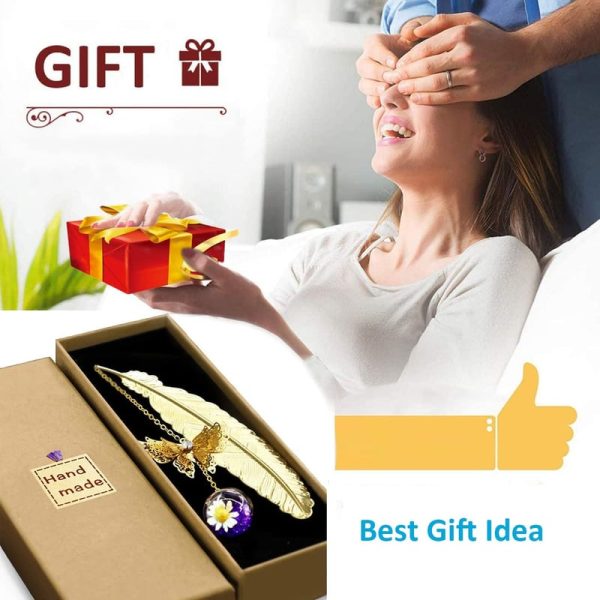 Metal Feather Bookmark With Butterfly Charms - Best Gifts For Women & Readers - Image 6
