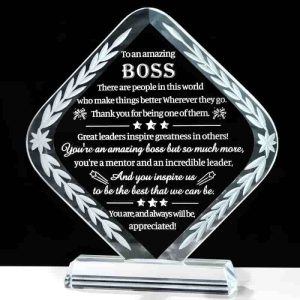Best Boss Crystal Gift - Engraved Appreciation Keepsake