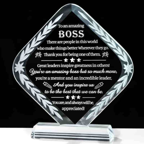 Best Boss Crystal Gift - Engraved Appreciation Keepsake