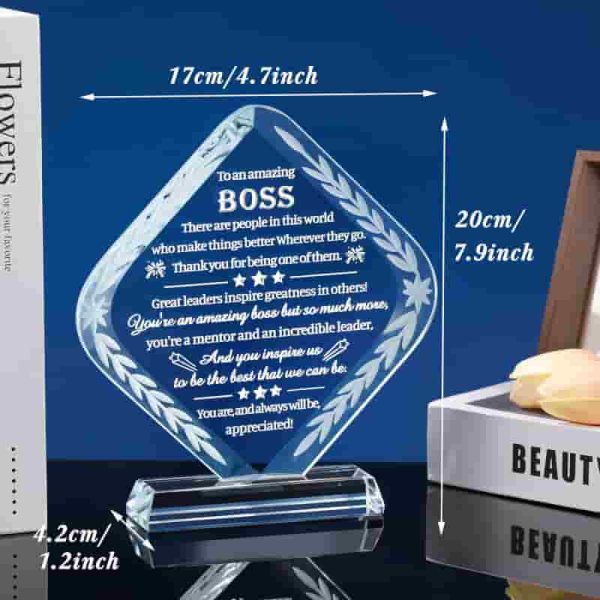 Best Boss Crystal Gift - Engraved Appreciation Keepsake - Image 2