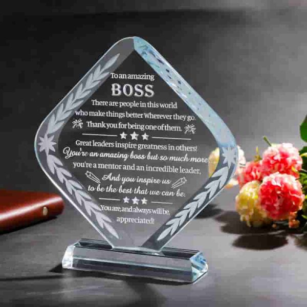 Best Boss Crystal Gift - Engraved Appreciation Keepsake - Image 3