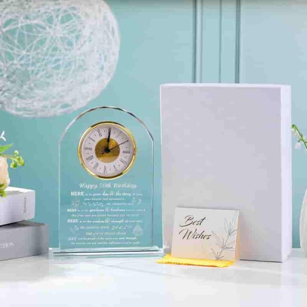 Top 50th Birthday Crystal Clock Gift For Men & Women - Image 4