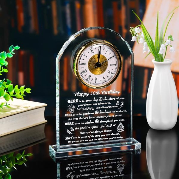 Top 50th Birthday Crystal Clock Gift For Men & Women - Image 5