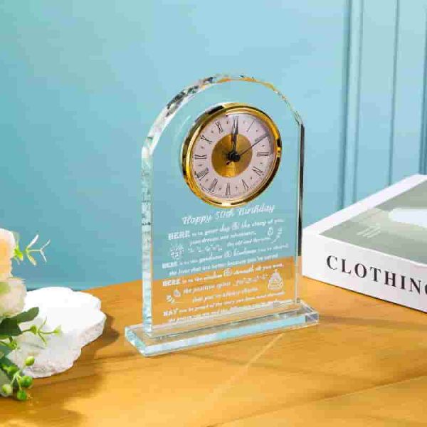 Top 50th Birthday Crystal Clock Gift For Men & Women - Image 6