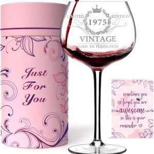 Best 50th Birthday Gifts For Women - Vintage 1975 Wine Glass