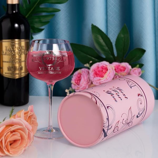 Best 50th Birthday Gifts For Women - Vintage 1975 Wine Glass - Image 3