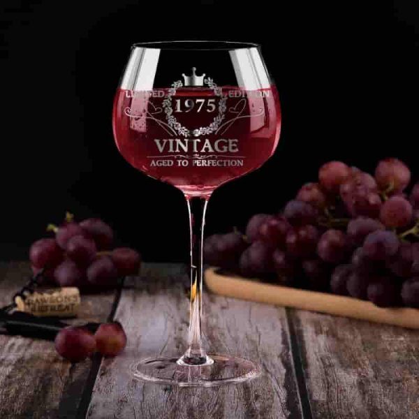 Best 50th Birthday Gifts For Women - Vintage 1975 Wine Glass - Image 6