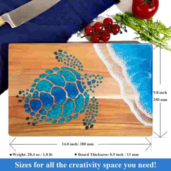 Ocean-themed Acacia Wood Cheese Board With Resin Wave Design - Image 2