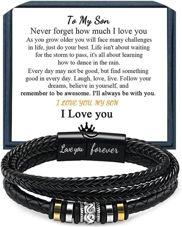 Multi-layer Braided Leather Bracelet For Men - Perfect Gift For Son