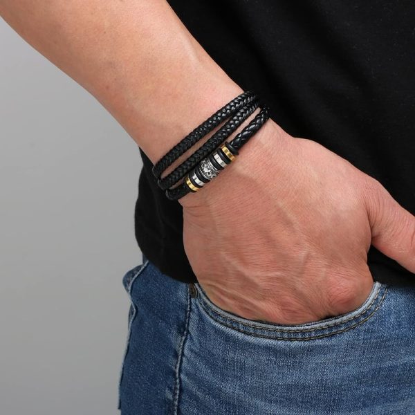 Multi-layer Braided Leather Bracelet For Men - Perfect Gift For Son - Image 3