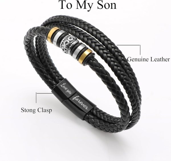 Multi-layer Braided Leather Bracelet For Men - Perfect Gift For Son - Image 5