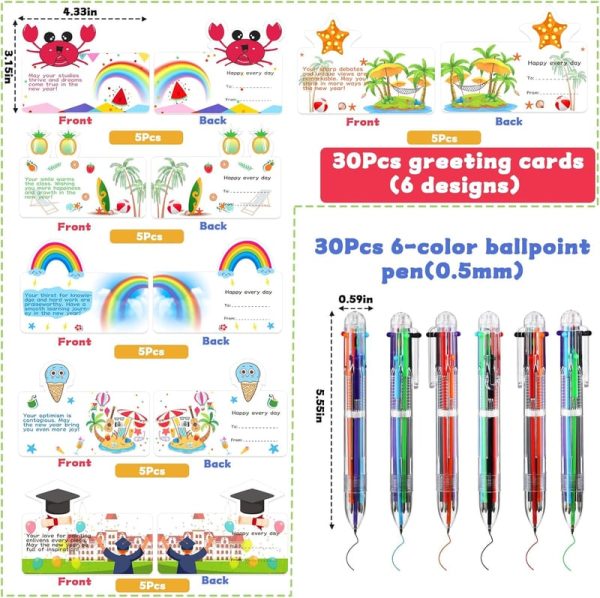 30-pack Multicolor Pen & Cards - End-year School Gift Set - Image 3