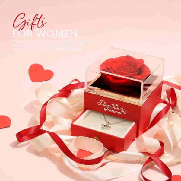 Best Preserved Real Red Rose Gift With Necklace For Her - Image 4