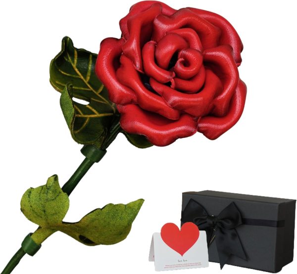Romantic Leather Rose Gift For 3rd Anniversary & Valentine's Day