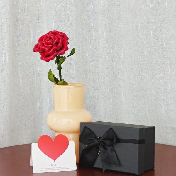 Romantic Leather Rose Gift For 3rd Anniversary & Valentine's Day - Image 2