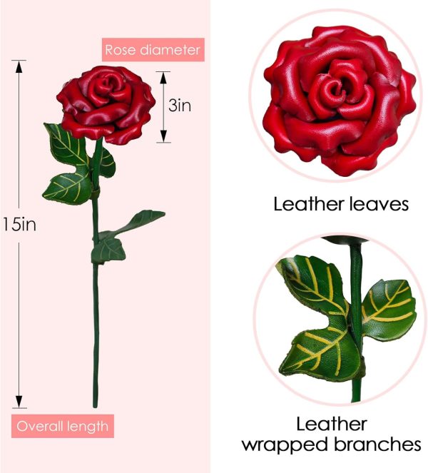 Romantic Leather Rose Gift For 3rd Anniversary & Valentine's Day - Image 3