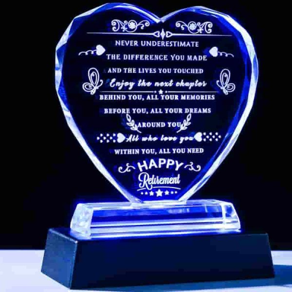 Best Retirement Gift 2024 - Crystal Heart With Led For Women & Men