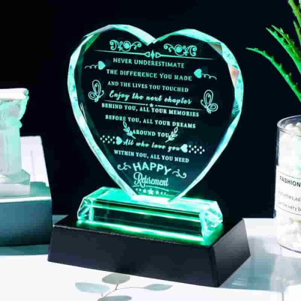 Best Retirement Gift 2024 - Crystal Heart With Led For Women & Men - Image 2