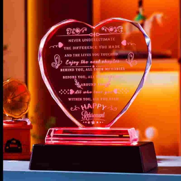 Best Retirement Gift 2024 - Crystal Heart With Led For Women & Men - Image 4