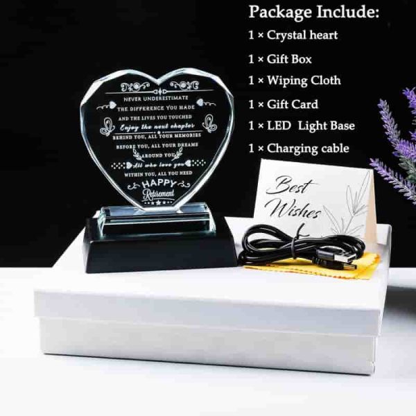 Best Retirement Gift 2024 - Crystal Heart With Led For Women & Men - Image 6