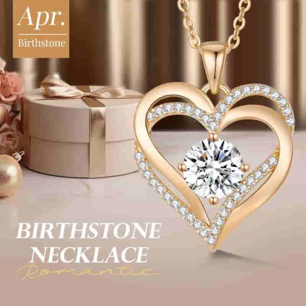 925 Silver Heart Birthstone Necklace - Best Gift For Her - Image 3