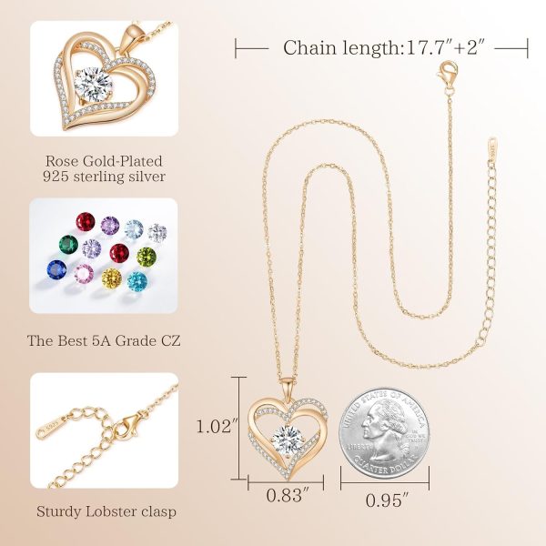 925 Silver Heart Birthstone Necklace - Best Gift For Her - Image 6