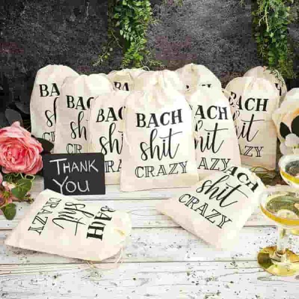 Best Bachelorette Party Favor Bags - 12 Pack Drawstring Cotton, 6x8 In - Image 2