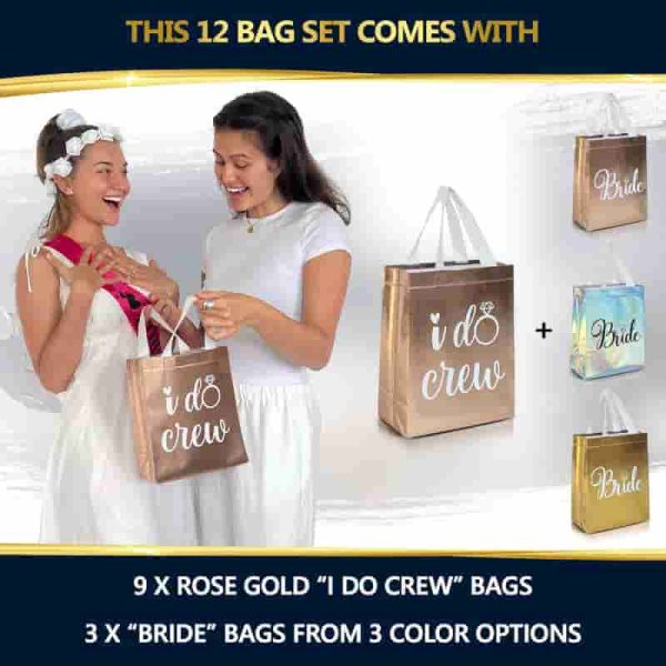 Best Reusable Rose Gold Bridesmaid Gift Bags - Set Of 12 - Image 2