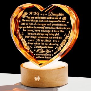 Best Daughter Gifts: Heart Crystal With Light Base