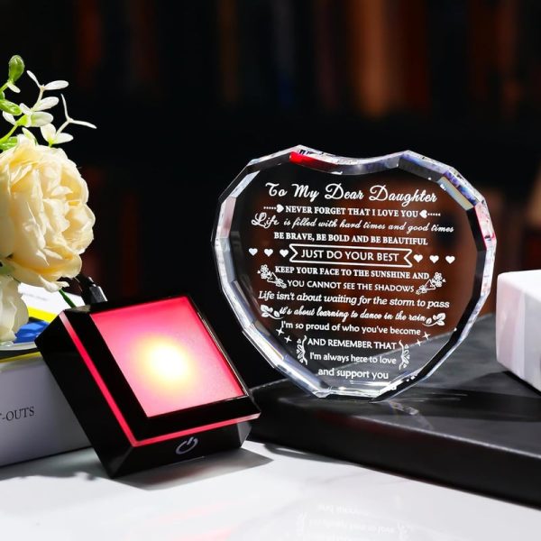 Best Daughter Gift: Heart Crystal With Light Base - Image 6