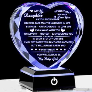 Best Daughter Gifts - Heart Crystal Keepsake With Light