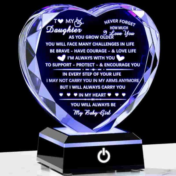 Best Daughter Gifts - Heart Crystal Keepsake With Light