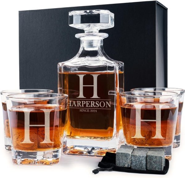 Best Personalized Whiskey Decanter Set - 750ml With Glasses