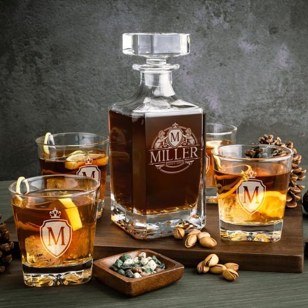 Best Personalized Whiskey Decanter Set - 750ml With Glasses - Image 2