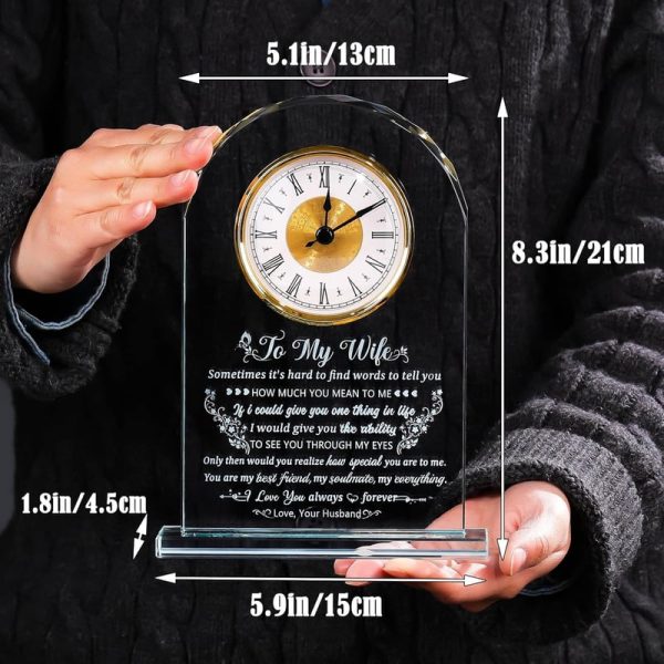 Unique Personalized Glass Clock Gift For Wife's Anniversary - Image 2