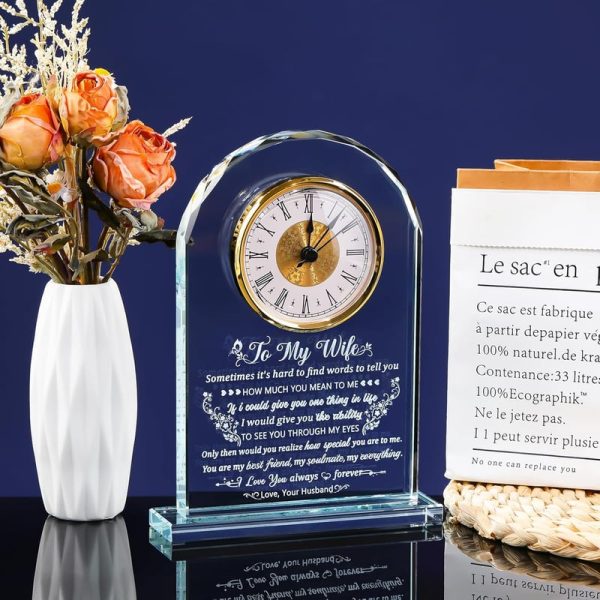 Unique Personalized Glass Clock Gift For Wife's Anniversary - Image 3