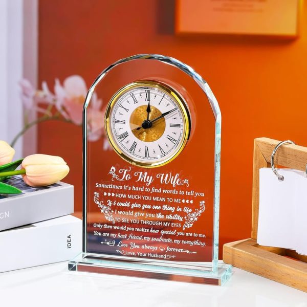 Unique Personalized Glass Clock Gift For Wife's Anniversary - Image 4