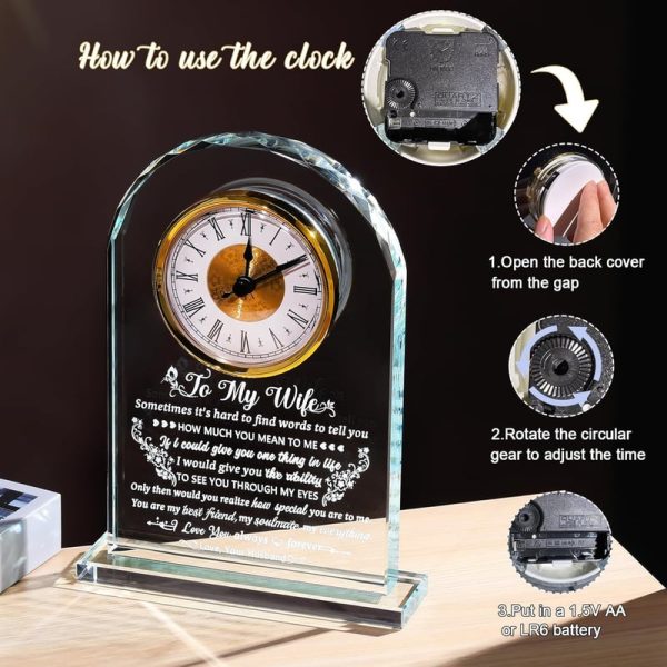 Unique Personalized Glass Clock Gift For Wife's Anniversary - Image 5