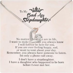 Best Gift For Stepdaughter - Heart Necklace With Message