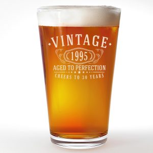 Vintage 1995 Etched Beer Glass - Best 30th Birthday Gift