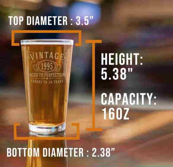 Vintage 1995 Etched Beer Glass - Best 30th Birthday Gift - Image 4
