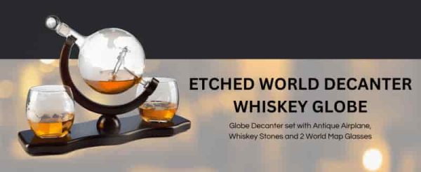 Best Etched Globe Decanter Gift Set With Airplane - Image 6