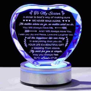 Best Sister Birthday Crystal Keepsake With Led Base