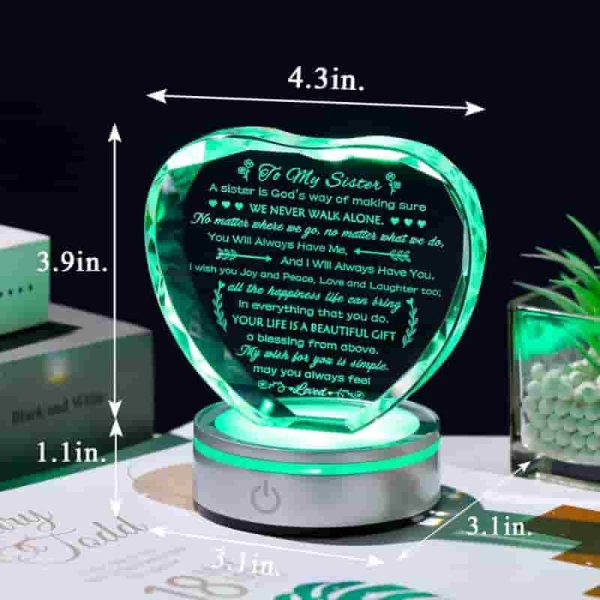 Best Sister Birthday Crystal Keepsake With Led Base - Image 2