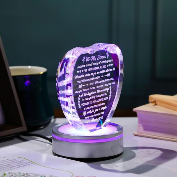 Best Sister Birthday Crystal Keepsake With Led Base - Image 6