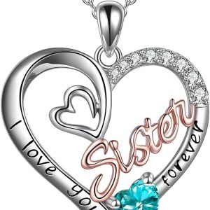 Best 925 Silver Sister Necklace - Birthstone Jewelry Gift